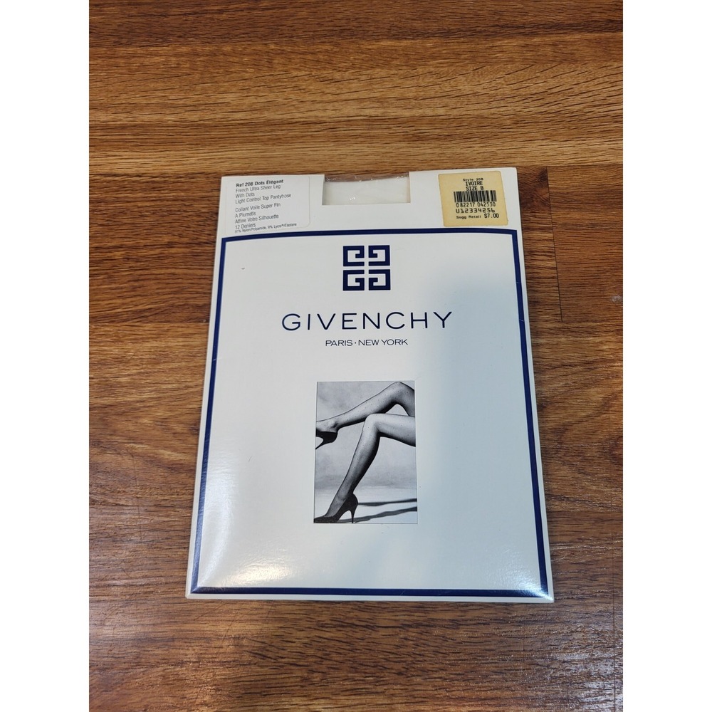 Vtge Givenchy Style 208 Ivory W/dots Size B PantyHose